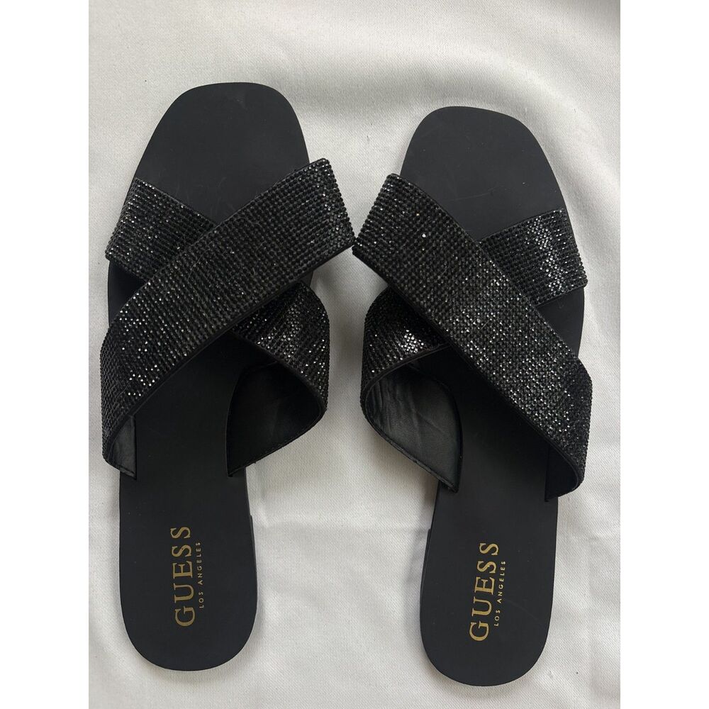 Guess Los Angeles Rhinestone Slide Sandals ✨ new - Picture 8 of 13